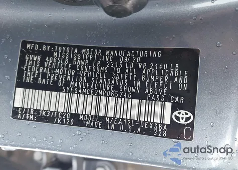 2021 Toyota Corolla Se from USA, damaged, VIN 5YFS4MCE2MP065746